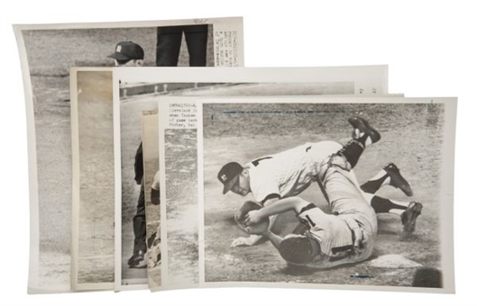 Mickey Mantle Base Running Vintage Wire Photo Collection of (5)   